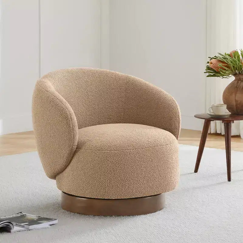 Spruce&Spring Gepolsterter Drehbarer Akzent-Sessel mit Holzfuß