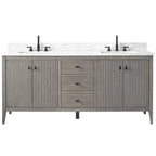 Vanity Art 72 Zoll Badezimmer-Waschtischunterschrank mit Doppelwaschbecken und Kunstmarmorplatte