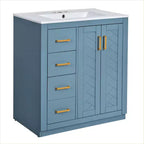 30 Zoll Einzelwaschtisch-Badschrank mit Unterschrank und 3 Schubladen – Schwarz / Blau / Grün / Indigo / Weiß