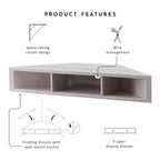 47 Eck-TV-Schrank, schwebend, 3 Ablagen, Transitional Style, platzsparende Wandmontage