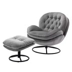 Okak Samt-Akzentsessel mit Ottoman, moderner Armloser Sessel im Mid-Century Stil für das Wohnzimmer, weicher bequemer Sessel zum Fernsehen, Gaming