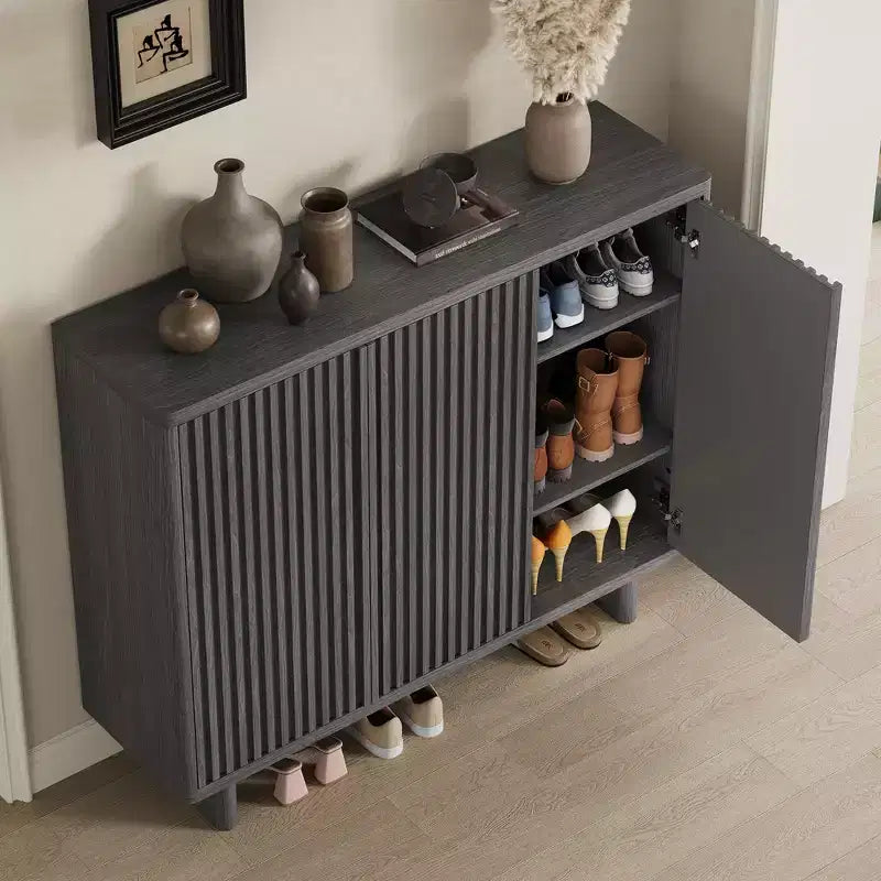 Acekool 46 Schuhschrank mit geriffelter Tür, 5-stöckiger Aufbewahrungsschrank, rustikale Eingangsbank für den Flur, 41.5H