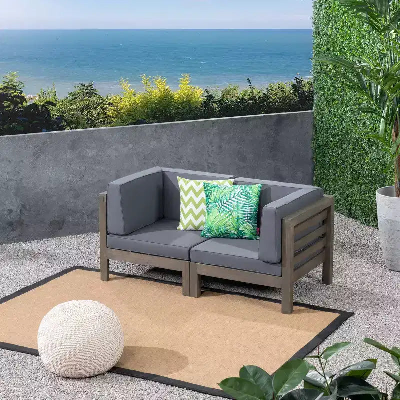 Oana 2-teiliges modulares Loveseat aus Akazienholz – Christopher Knight Home