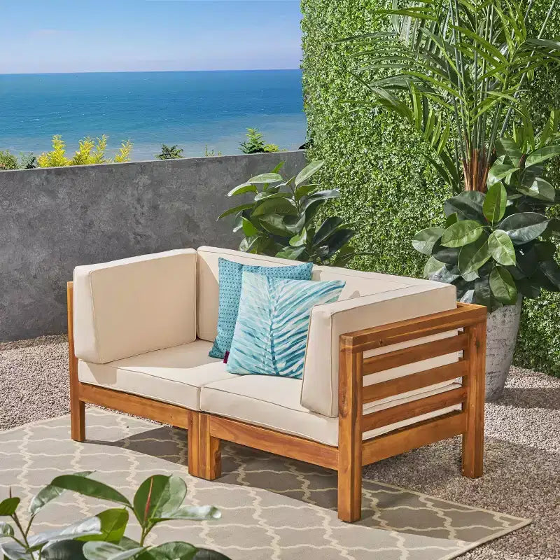 Oana 2-teiliges modulares Loveseat aus Akazienholz – Christopher Knight Home