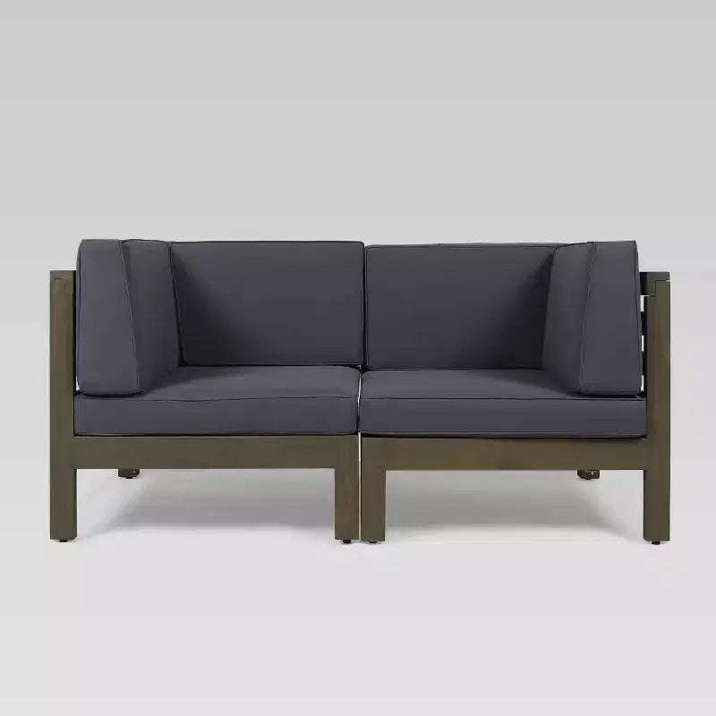 Oana 2pc Acacia Wood Modular Loveseat - Christopher Knight Home