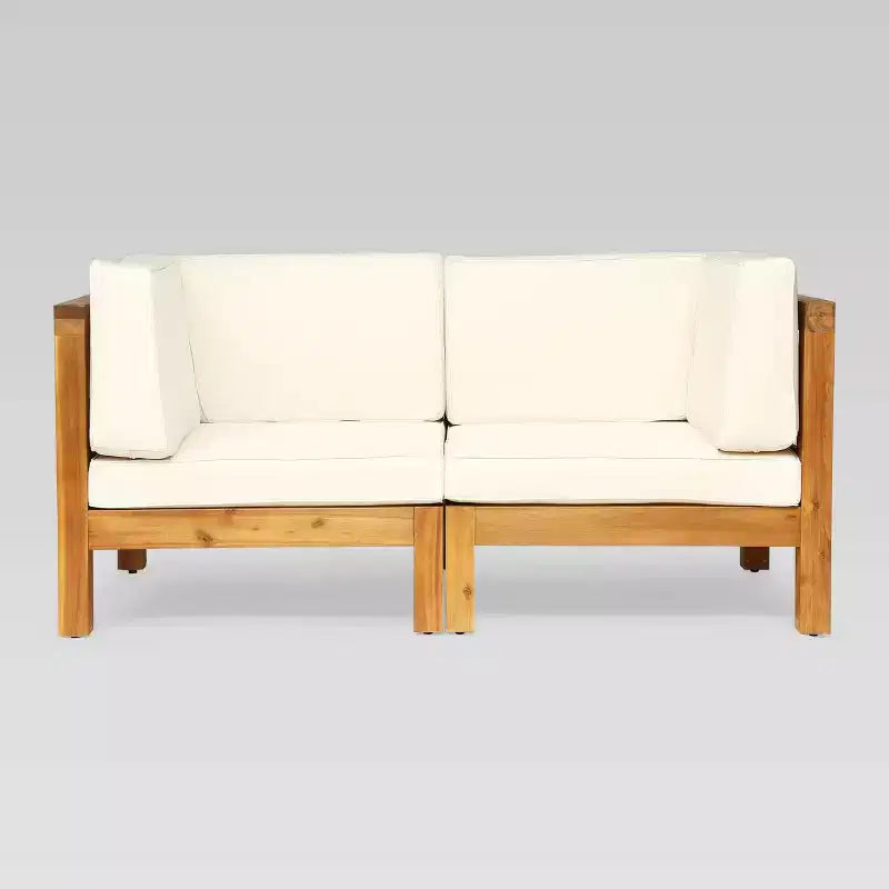 Oana 2-teiliges modulares Loveseat aus Akazienholz – Christopher Knight Home