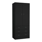 Moderner Doppeltür-Kleiderschrank (19) mit 3 Schubladen und 1 Kleiderstange für das Schlafzimmer