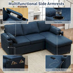 80 L-förmiges Schlafsofa, Sofabett mit Ausziehbett, umwandelbares Schlafsofa