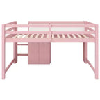 Niedriges Hochbett in Pink/Weiß mit Schreibtisch, Stauraum & Whiteboard – Einzelbett, 1 Person