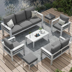AECOJOY 7-teiliges Aluminium-Terrassenmöbel-Set Outdoor-Gesprächsgarnitur