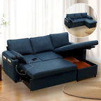 80 L-förmiges Schlafsofa, Sofabett mit Ausziehbett, umwandelbares Schlafsofa