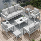 AECOJOY 7-teiliges Aluminium-Terrassenmöbel-Set Outdoor-Gesprächsgarnitur