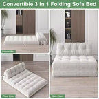 Klappbares Cord-Schlafsofa Futon, wandelbarer Bodenschlafsessel mit Kissen & Rückenlehne