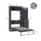 Graues klappbares Schrankbett mit Kleiderschrank & 3 Schubladen, Full/Twin, 1-Personen