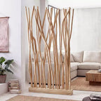 JONATHAN Y Tranquil 39W x 68H Raumteiler aus handgefertigten Teakholzästen im Bohemian Coastal Stil mit einem Paneel
