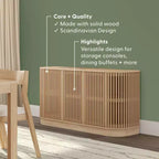 Plank+Beam Contour Massivholz-Sideboard mit 3 Türen, 150 cm TV-Lowboard für Wohnzimmer