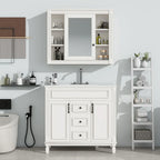 Moderner 36'' Badschrank mit Aufsatzwaschbecken und Spiegelschrank, 2 Türen und 2 Schubladen