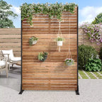 MAYEERTY 72 Zoll Raumteiler mit verzinktem Rahmen Holzmaserung Sichtschutz Gartenbegrenzung Terrasse Beige