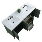 Vanity Art 72 Zoll Badezimmer-Waschtischunterschrank mit Doppelwaschbecken und Kunstmarmorplatte