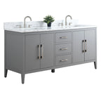 Vanity Art 72 Zoll Badezimmer-Waschtischunterschrank mit Doppelwaschbecken und Kunstmarmorplatte