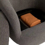 Gepolsterter drehbarer Fauteuil mit Stauraum, moderner Wohnzimmer-Sessel für Schlafzimmer/Büro/Lesebereiche
