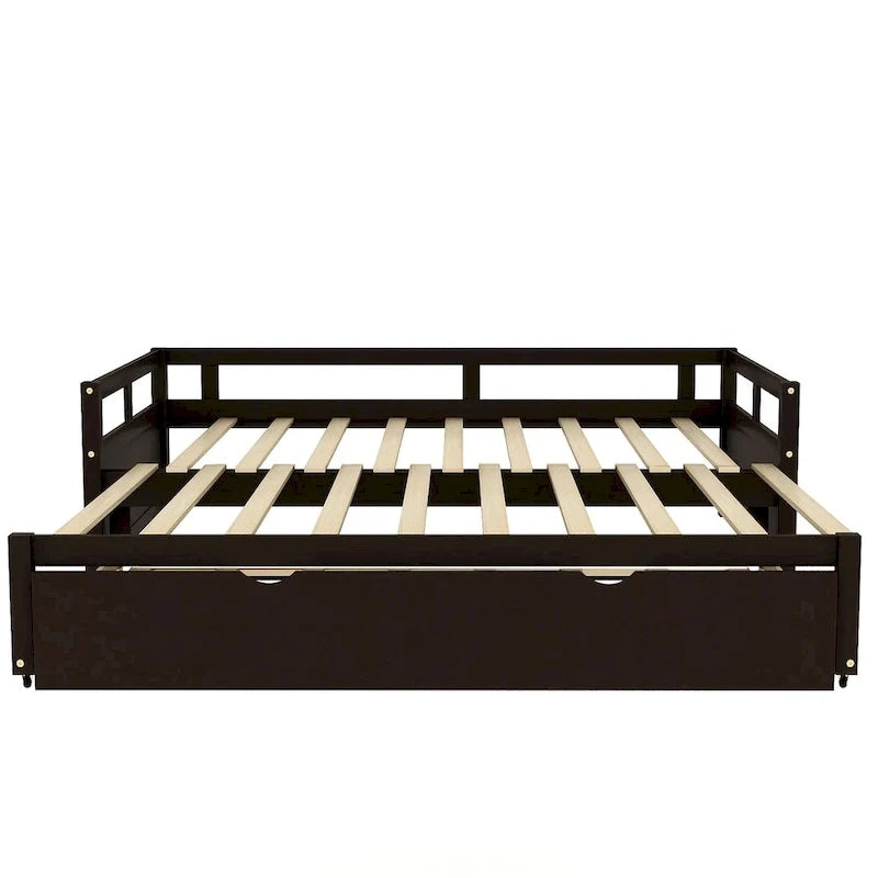 Ausziehbares Tagesbett mit Ausziehfunktion, Holztagesbett mit Ausziehfunktion