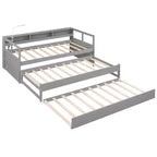 Whisen Twin XL Tagesbett aus Holz mit 2 Ausziehbetten, 3 Staufächern, 1 kostenloser Leuchte und USB-Ladefunktion