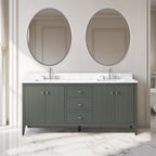 Vanity Art 72 Zoll Badezimmer-Waschtischunterschrank mit Doppelwaschbecken und Kunstmarmorplatte