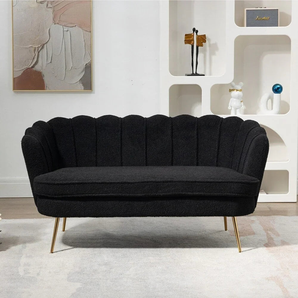 Kleines Mini-Zimmer-Sofa Zweisitzer mit Goldmetallfüßen - 2 Sitzer