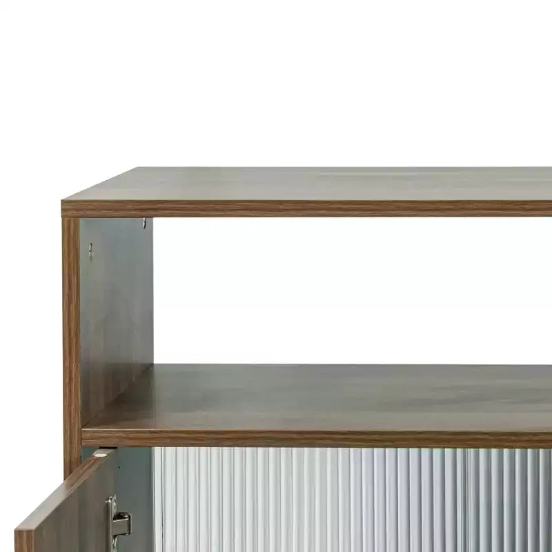 GDFStudio Hikaru Modernes Sideboard Buffet-Schrank mit Glasschiebetüren und Schubladen