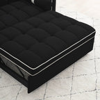 Samt-Schlafsofa zum Umbauen, 140 cm, 2-Sitzer, mit Ausziehbett, verstellbarer Rückenlehne, Seitentaschen und Handyhalterung