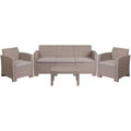 Flash Furniture 4 Piece Outdoor Faux Rattan Chair, Sofa and Table Set