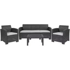 Flash Furniture 4-teiliges Outdoor-Sitzgruppen-Set aus Kunst-Rattan mit Stuhl, Sofa und Tisch