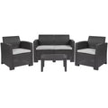 Flash Furniture 4 Piece Outdoor Faux Rattan Chair, Loveseat and Table Set