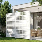 MAYEERTY 72x47 Weißer Sichtschutz, 6-teiliges Set, natürlicher, faltbarer Raumteiler für Hof und Garten