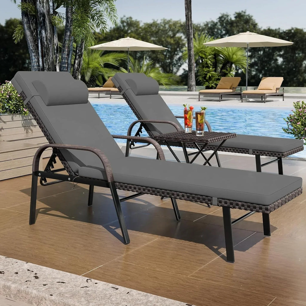 Kullavik 3-teiliges Outdoor-Liegen-Set