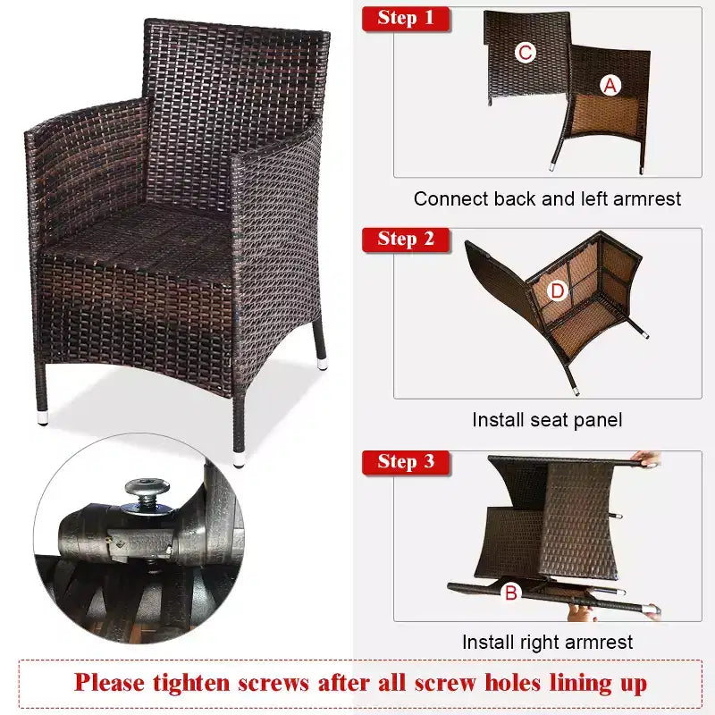Costway Outdoor 3-teiliges PE Rattan Lounge Set mit Stühlen und Couchtisch für den Garten