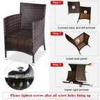 Costway Outdoor 3-teiliges PE Rattan Lounge Set mit Stühlen und Couchtisch für den Garten
