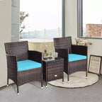 Costway Outdoor 3-teiliges PE Rattan Lounge Set mit Stühlen und Couchtisch für den Garten