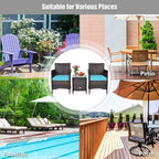 Costway Outdoor 3-teiliges PE Rattan Lounge Set mit Stühlen und Couchtisch für den Garten