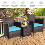 Costway Outdoor 3-teiliges PE Rattan Lounge Set mit Stühlen und Couchtisch für den Garten