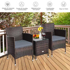 Costway Outdoor 3-teiliges PE Rattan Lounge Set mit Stühlen und Couchtisch für den Garten