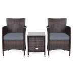 Costway Outdoor 3-teiliges PE Rattan Lounge Set mit Stühlen und Couchtisch für den Garten