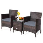 Costway Outdoor 3-teiliges PE Rattan Lounge Set mit Stühlen und Couchtisch für den Garten