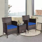 Costway Outdoor 3-teiliges PE Rattan Lounge Set mit Stühlen und Couchtisch für den Garten