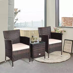 Costway Outdoor 3-teiliges PE Rattan Lounge Set mit Stühlen und Couchtisch für den Garten