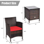 Costway Outdoor 3-teiliges PE Rattan Lounge Set mit Stühlen und Couchtisch für den Garten