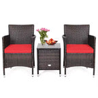 Costway Outdoor 3-teiliges PE Rattan Lounge Set mit Stühlen und Couchtisch für den Garten