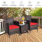 Costway Outdoor 3-teiliges PE Rattan Lounge Set mit Stühlen und Couchtisch für den Garten