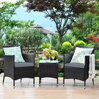 Costway Outdoor 3-teiliges PE Rattan Lounge Set mit Stühlen und Couchtisch für den Garten
